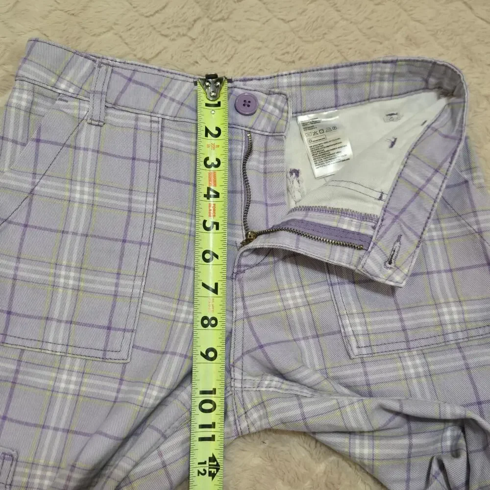 H&M Divided Purple Plaid Cargo Cotton Pants, Size 2